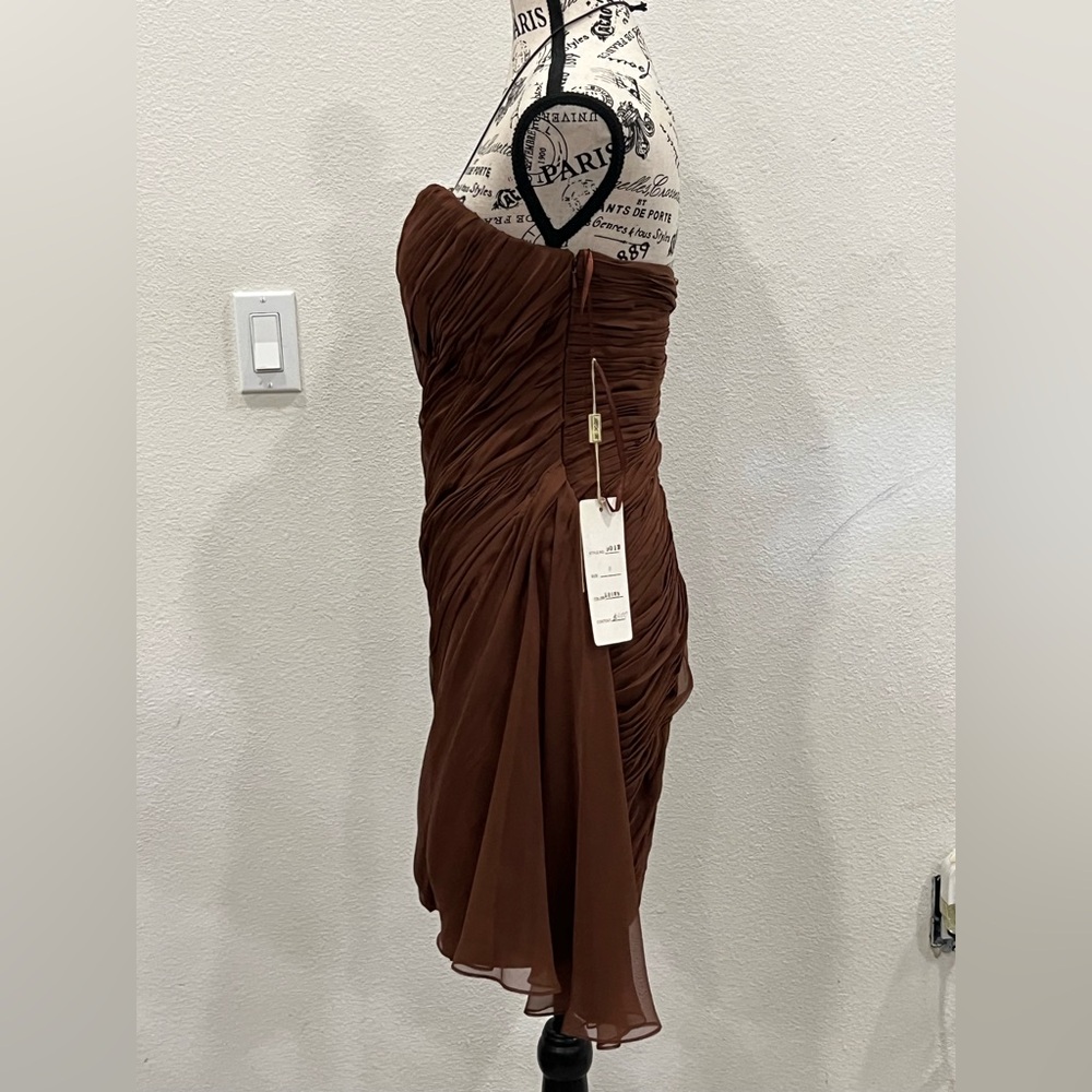 NWT - Vintage MNM Brown One-Shoulder Dress - Picture 7 of 8